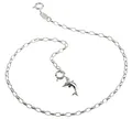 Produktbild: Silberketten Store Fußkette Silber (Rundankerkette) mit Anhänger Delphin - 2,3mm Breite - Länge wählbar 23-30cm - echt 925 Silber