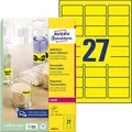 Produktbild: Avery Zweckform L6004-25 Universaletiketten neon-gelb, 63,5 x 29,6 mm, ablösbar, 25 Blatt, 675 Stück