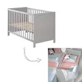 Produktbild: roba 2 in 1 Babybett 60 x 120 cm - Gitterbett & Beistellbett 6-fach Höhenverstellbar - 5 Schlupfsprossen - Holz grau / taupe