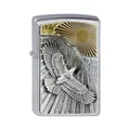 Produktbild: Zippo Eagle Sun-Fly Emblem, chrom gebürstet, Benzin-Feuerzeug unbefüllt