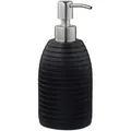 Produktbild: Relaxdays Seifenspender, 300 ml, nachfüllbar, Bad, WC, Küche, Flüssigseifenspender, Polyresin, Edelstahlpumpe, schwarz