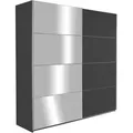 Produktbild: Schwebetürenschrank - Grau Metallic - 181 x 197 cm - mit Spiegel - Grau/Weiß