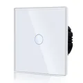 Produktbild: BSEED Touch Lichtschalter aus Glas, Modern Schalter Unterputz, Wandschalter mit LED Hinterlicht (Kein Neutralleiter erforderlich), KEIN WLAN, 86mm 1 Fach 1 Weg Weiß