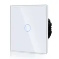 Produktbild: Touchschalter Glas 86mm 1 Weg Weiß LED Hinterlicht Unterputz