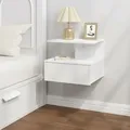 Produktbild: Nachtschrank Nachttisch hängend Weiß Nachtkästchen, offenem Fach, Wandkonsole Hängeschrank Schweberegal 40x31x35 cm - Weiß - Woltu