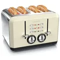 Produktbild: Arendo Toaster für 4 Scheiben, 1630 W, Automatik, Edelstahl, Wärmeisolierendes Doppelwandgehäuse, beige