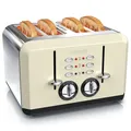 Produktbild: Arendo Toaster für 4 Scheiben, 1630 W, Automatik, Edelstahl, Wärmeisolierendes Doppelwandgehäuse, beige