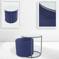 Produktbild: Runder Couchtisch Beistelltisch mit Hocker JASPER 40x40 cm Grau-Navy N4