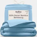 Produktbild: Bambaw Bambus Deckenbezug 155x220 cm, Anti Schwitz Bettwäsche für den Sommer, 100% Bambus Bettdeckenbezug, atmungsaktive und kühlende Bettwäsche 155x220 cm (Hellblau)