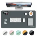 Produktbild: TECKNET Schreibtischunterlage, 80 x 40cm Große Tischschutzpolster,wasserdichte Laptop Desk Mat,PU Leder Tischunterlage, Abwischbar Doppelseitige Schreibunterlage für Büro/Zuhause (Dunkelgrau)