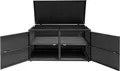 Produktbild: COSTWAY Auflagenbox 333L Gartenbox Rattan, Kissenbox wetterfest mit Doppeltüren, Deckel & Ablage, Sitzbank Gartenbox 115/215x60x65cm schwarz