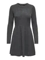 Produktbild: ONLY Damen Strickkleid Rundhals Regular fit Langarm Midikleid bequem, Farben:Dunkelgrau, Größe:L