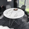 Produktbild: riess-ambiente Runder Esstisch ELLIPSE 120cm Marmor weiß Keramik Hairpin Legs Esszimmertisch Tisch Konferenztisch
