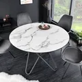 Produktbild: Esstisch ELLIPSE - 120cm - weiß schwarz - Keramik Metall - Hairpin Legs rund