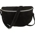 Produktbild: MIRROSI® Bauchtasche Damen, Made in Italy, Echtleder Umhängetasche Echtes Leder, Brusttasche, Crossbody Bag aus WLD Veloursleder, in 3 Größen erhältlich (Schwarz WLD Silberner Reißverschluss) (Gr.L)