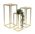 Produktbild: DanDiBo Blumenhocker Metall Gold Eckig Blumenständer Beistelltisch 96506 3er Set Blumensäule Modern Pflanzenständer Pflanzenhocker