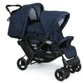 Produktbild: Chic 4 Baby Geschwisterwagen Duo + Tragetasche & Regenhaube Jeans navy blue NEU