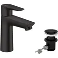 Produktbild: hansgrohe Talis E Einhebel Waschtischmischer 110 CoolStart, Zugstangen-Ablaufgarnitur, Ausladung 112mm, 71713670, Farbe: Schwarz Matt