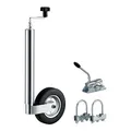 Produktbild: Wiltec Stützrad für Anhänger bis 362 kg ø48 mm, Bugrad inkl. Klemmhalter & Schellen, Abstellstütze mit pannensicheren Reifen