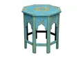 Produktbild: Casa Moro Beistelltisch Orientalischer Tisch Saada Blau L Massivholz handgefertigt (Shabby Chic Deko Tisch Hocker, Boho Chic Couchtisch Vintage Sofatisch), Kunstvoll mit traditionellen Mustern handbemalt