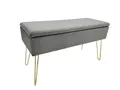 Produktbild: ECHTWERK Sitzbank “Scarlett“, Polsterbank mit Samtbezug, Aufbewahrungstruhe rechteckig, Schminkbank mit Stauraum, Aufbewahrungsbank mit Metallbeine, 75 x 30 x 41,5 cm, Polyester-Mischung, Grau