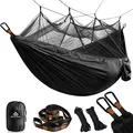 Produktbild: NATUREFUN Ultraleichte Moskito Netz Camping Hängematte 300kg Tragfähigkeit,(275 x 140 cm) Atmungsaktiv, schnell trocknende Fallschirm Nylon Enthalten 2 x Premium Karabinerhaken 4 x Nylonschlingen