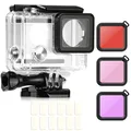 Produktbild: ShipeeKin Unterwasser wasserdichte Schutzgehäuse Tauchgehäuse Ersatz mit 3 Filters & 12 Antibeschlag-Einsätze für Gopro Hero 4/3+ (Nicht für Hero 3)