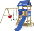 Produktbild: WICKEY Spielturm Klettergerüst DinkyHouse mit Schaukel & Rutsche, Kletterturm mit Sandkasten, Leiter & Picknicktisch - blau