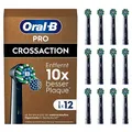 Produktbild: Oral-B Pro CrossAction Aufsteckbürsten — ORIGINAL Zahnbürstenaufsatz für Elektrische Oral-B Pro Zahnbürste — Ersatzbürsten für überlegene Zahnreinigung — Schwarz, 12 Stück