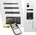 Produktbild: HD Video Türsprechanlage mit Fingerprint RFID und Smartphone App für 4 Familienhaus, 4x Monitore, Balter EVO HD Fingerprint