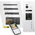 Produktbild: Balter EVO-HD Video Türsprechanlage mit Fingerprint, Video Türklingel, Smartphone App, 4 Familienhaus, 4X 7 Zoll Monitore, Türklingel mit Kamera Full HD, 2 Draht Bus, 175° Weitwinkel, RFID,1080P