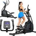 Produktbild: Gymtek® Elektromagnetischer Crosstrainer - bis 150kg - 24 Widerstandsstufen - 16kg Schwungmasse - 12 Trainingsprogramme - Trainingscomputer Bluetooth