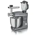 Produktbild: HEINRICHS 3 in 1 Universal Küchenmaschine, Küchengerät 1500W, 6 Geschwindigkeitsstufen, Multifunktionale Knetmaschine mit Fleischwolf, 1.5L Mixerbehälter, XXXL 10L Edelstahlschüssel (Grau)