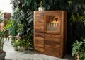 Produktbild: Vitrine Sheesham 109x40x145 walnuss gewachst TORONTO #209