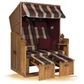 Produktbild: Strandkorb Hanse Strandkorb Ostsee XXL Volllieger - 2-Sitzer 120cm breit, ideal für Garten, Terrasse und Balkon (Rot Grün Beige Kariert, Zerlegt)