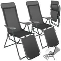 Produktbild: tectake 2er Set Aluminium Gartenstuhl, klappbar, 5-fach verstellbare Rückenlehne mit Kopfpolster, bewegliches Fußteil-Gewebe, 146,5 x 59 x 117,5 cm