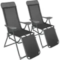 Produktbild: tectake® 2er Set Aluminium Gartenstuhl Jana klappbar 146,5 x 59 x 117,5 cm - Dunkelgrau