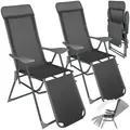 Produktbild: tectake® 2er Set Alu Sonnenliege Liegestuhl, Gartenstühle 5-Fach verstellbare Rückenlehne, Gartenliege mit Fußteil, leicht & klappbar, Relaxsessel mit Kopfpolster, Camping Garten Balkon - anthrazit