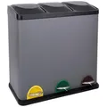 Produktbild: SVITA TC3X20 Treteimer grau Abfalleimer Mülleimer Mülltrennung Stahl (60L) Papierkorb - Grau