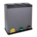 Produktbild: SVITA TC3X20 Treteimer 60 Liter Grau 3x20L Edelstahl dreifach XXL Abfalleimer 3er-Mülleimer Mülltrennung Küchen-Eimer