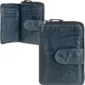 Produktbild: Bear Design Damen Geldbörse Leder Portemonnaie Geldbeutel 10 Kartenfächer blau CL13550-blue
