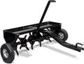 Produktbild: Wiltec Aerifizierer 90 cm für Aufsitzmäher, Rasenlüfter mit 7,6 cm Arbeitstiefe, Rasenbelüfter aus Stahl mit Kupplung für Rasentraktor