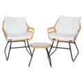 Produktbild: SVITA Amalfi Rattan Sitzgruppe Outdoor Gartenlounge Sitzgruppe 2 Personen Balkonset 3-TLG. Gartenmöbel Set inkl. Kissen Bistroset Polyrattan Natur