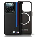 Produktbild: Hülle iPhone 16 Pro BMW schwarz geriffelt Tricolor Logo Metall MagSafe