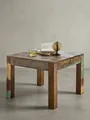 Produktbild: Rustikaler Couchtisch: Recyceltes Mango-Holz, Shabby-Chic-Design, robust, Klarlack-Beschichtung, große Tischplatte. Braun, 60x60x47 cm | Kadima Design