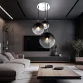Produktbild: Design Kugel Hänge Lampen Glas Decken Strahler rauch Gäste Zimmer Chrom Leuchte