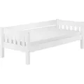 Produktbild: Weißes Couchbett Einzelbett 90x200 Massivholzbett Sofabett mit wählbarem Zubehör V-60.53-09WRollrost und Matratze inkl. - Weiß