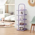 Produktbild: [en.casa] Schuhregal schmal für Kinder Poytya Schuhablage hoch für 5 Paare Organizer Standregal mit 5 Ebenen Metall 96 x 30 x 27 cm Lila