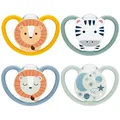 Produktbild: NUK Space Day & Night Babyschnuller | 6-18 Monate | Im Dunkeln leuchtende Schnuller mit zusätzlichen Öffnungen für sensible Haut | BPA-freies Silikon | Zebra & Löwe | 4 Stück