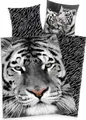 Produktbild: Bettwäsche Set weißer Tiger 135 x 200 cm 80 x 80 cm 100% Baumwolle